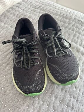 Asics Black Running Shoes with Lime Accents